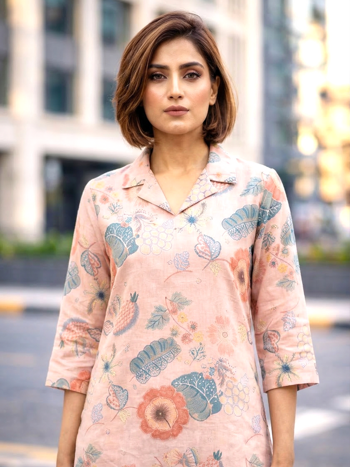 Bindiya rose linen kurta pant set