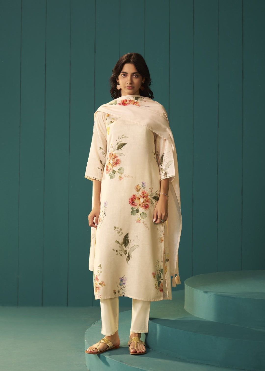 Itrh merino floral cotton linen suit set