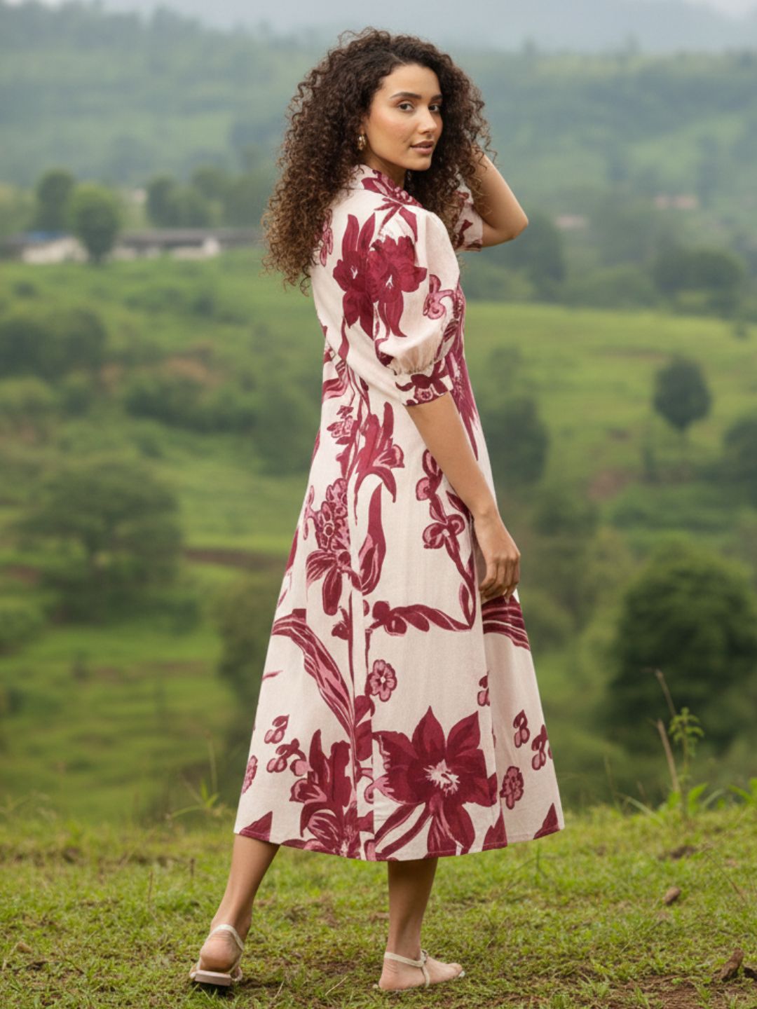 Purna Mulberry Printed Cotton Dress