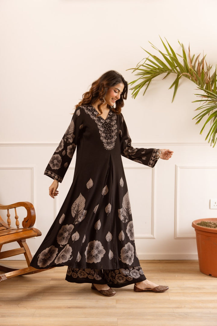 Karen coal printed cotton kurta pant set
