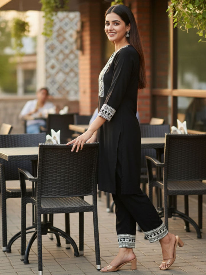 Leena Charcoal Embroidery Co-ord Set