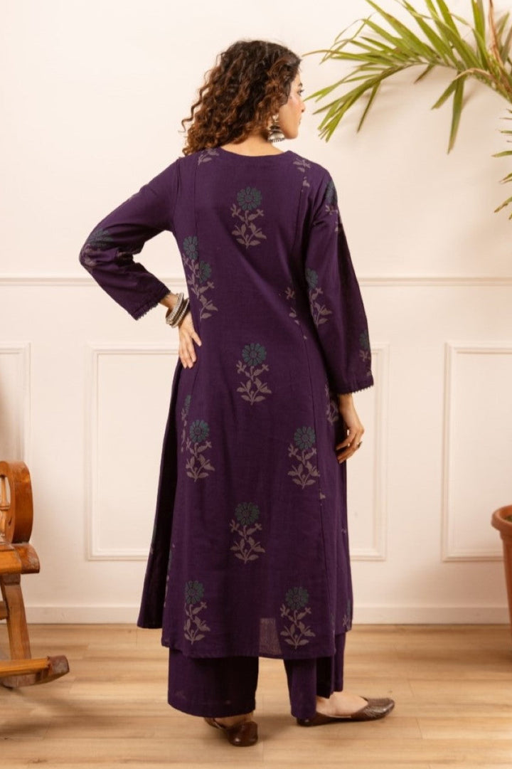 Karen Tyrian cotton kurta pant set