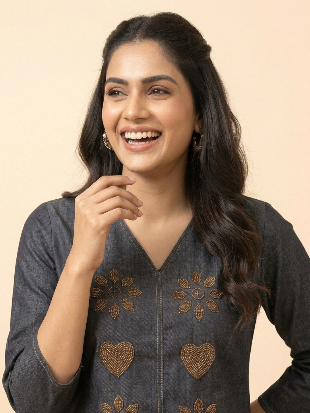 Prisha heart denim co-ord set