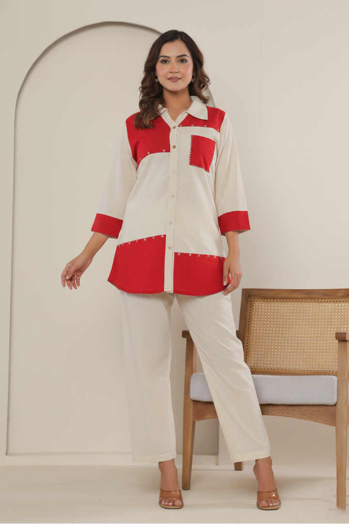 Bipasha Crimson Cotton Co-ord Set