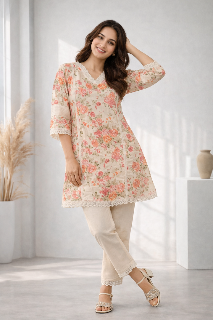 Surbhi Flora Printed Cotton Kurta Pant Set