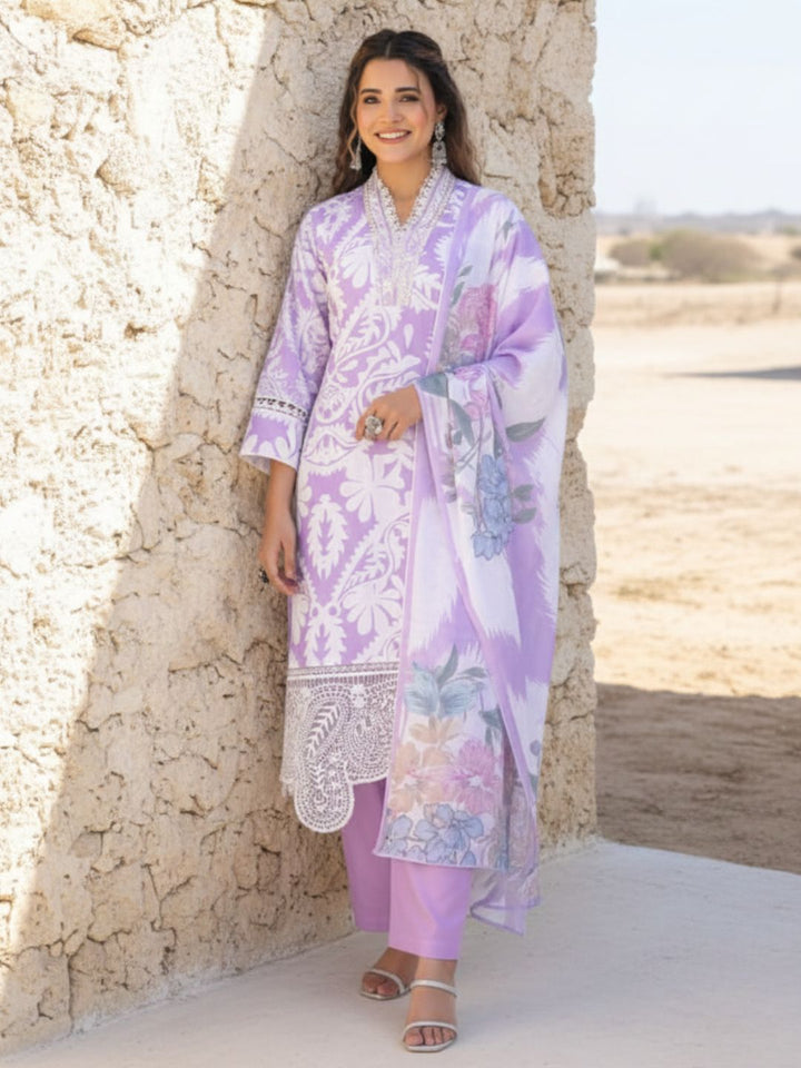 Tridhara Orchid Cotton Suit Set