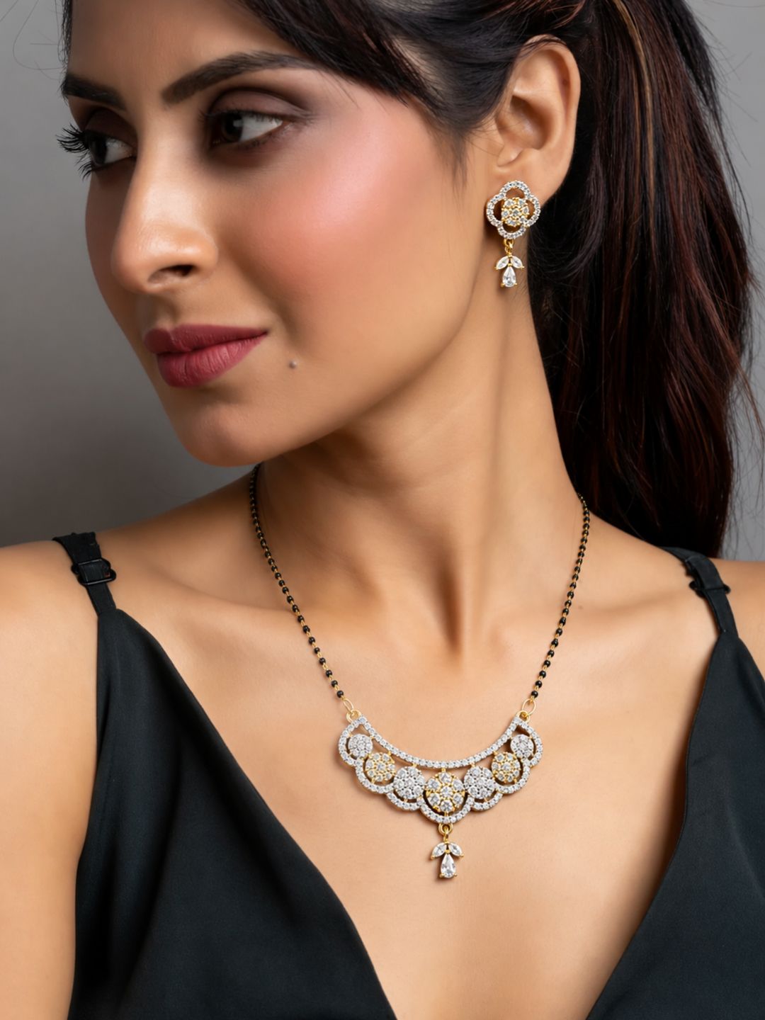 Nayra diamond Mangalsutra with earings set