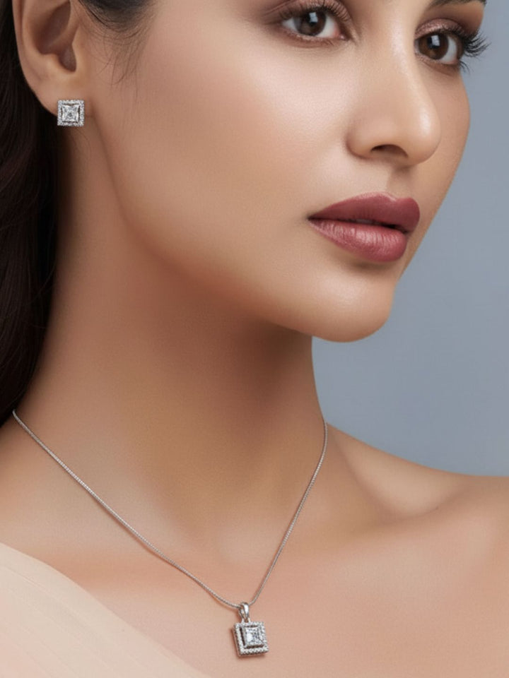 Shama Diamond Earing & Pendant Set