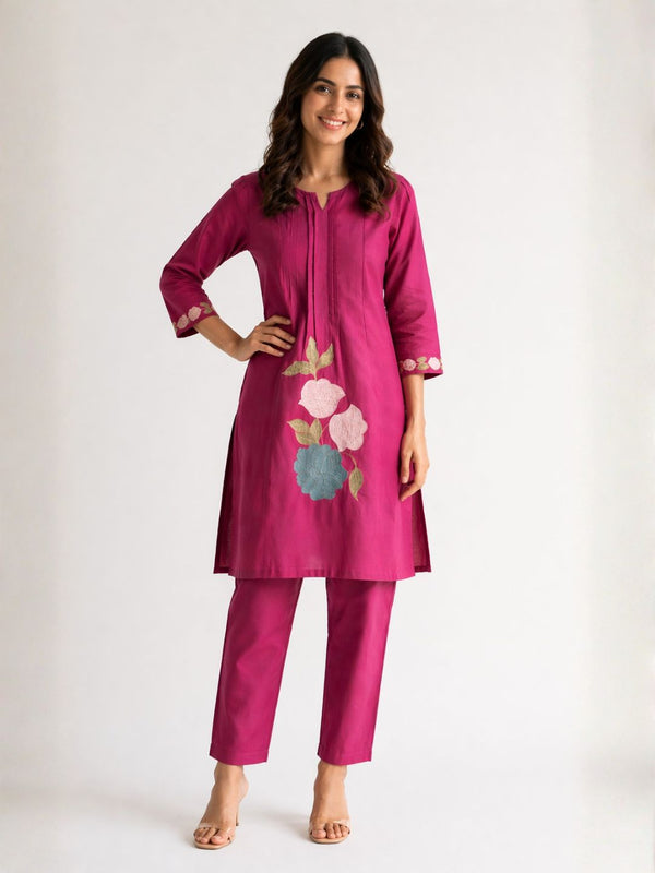 Jayna Mulberry Embroidered Kurta Pant Set