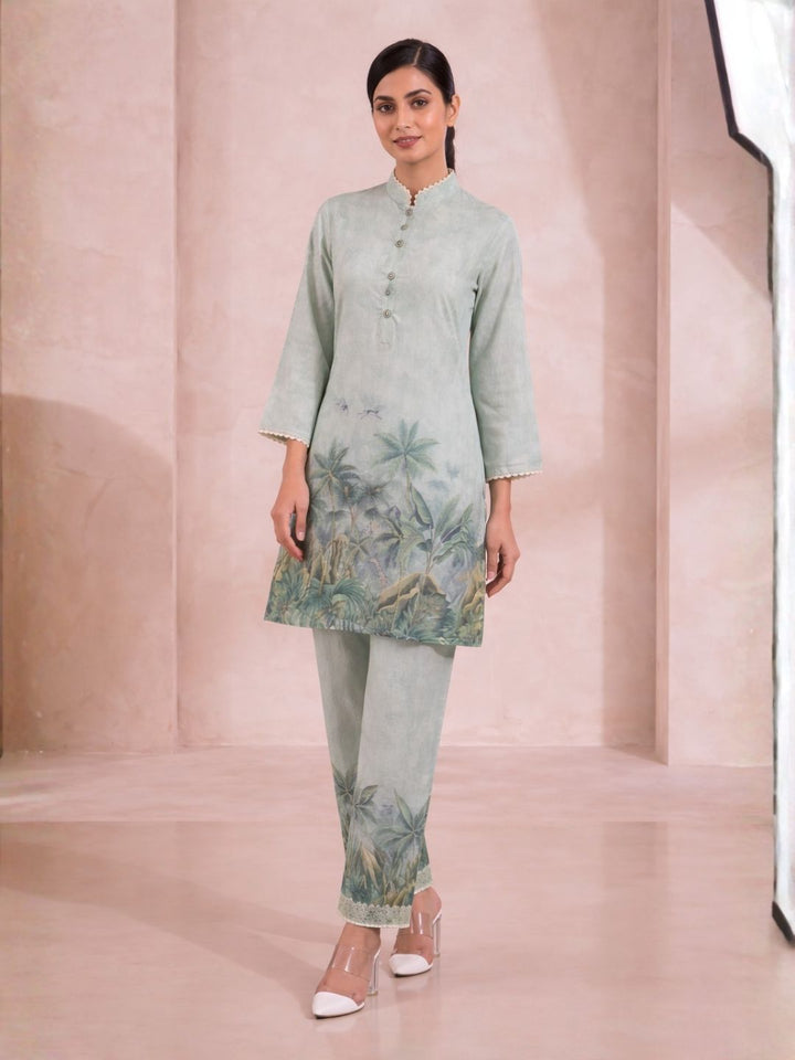 Shanti Minty Printed Work Co-ord Set