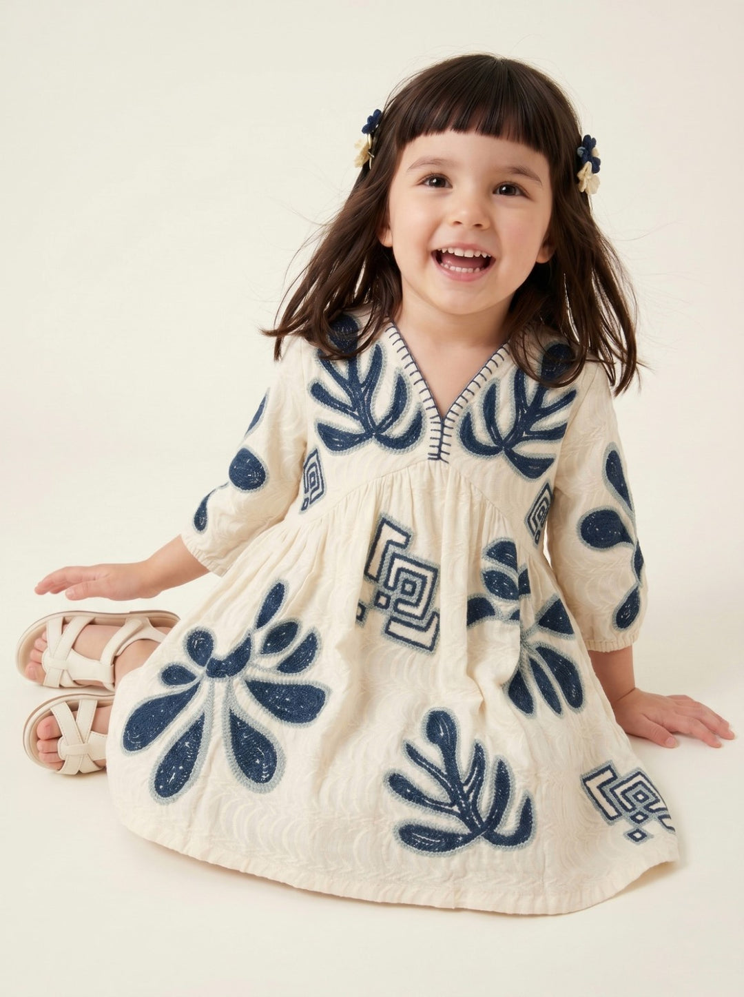 Joy vivid embroidery kids cotton dress
