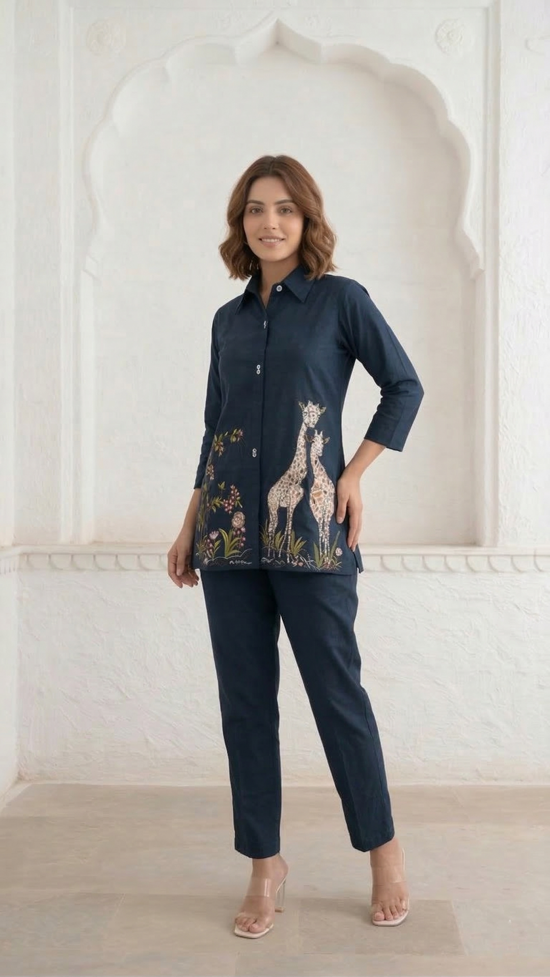 Gaur azure embroidery cotton co-ord set