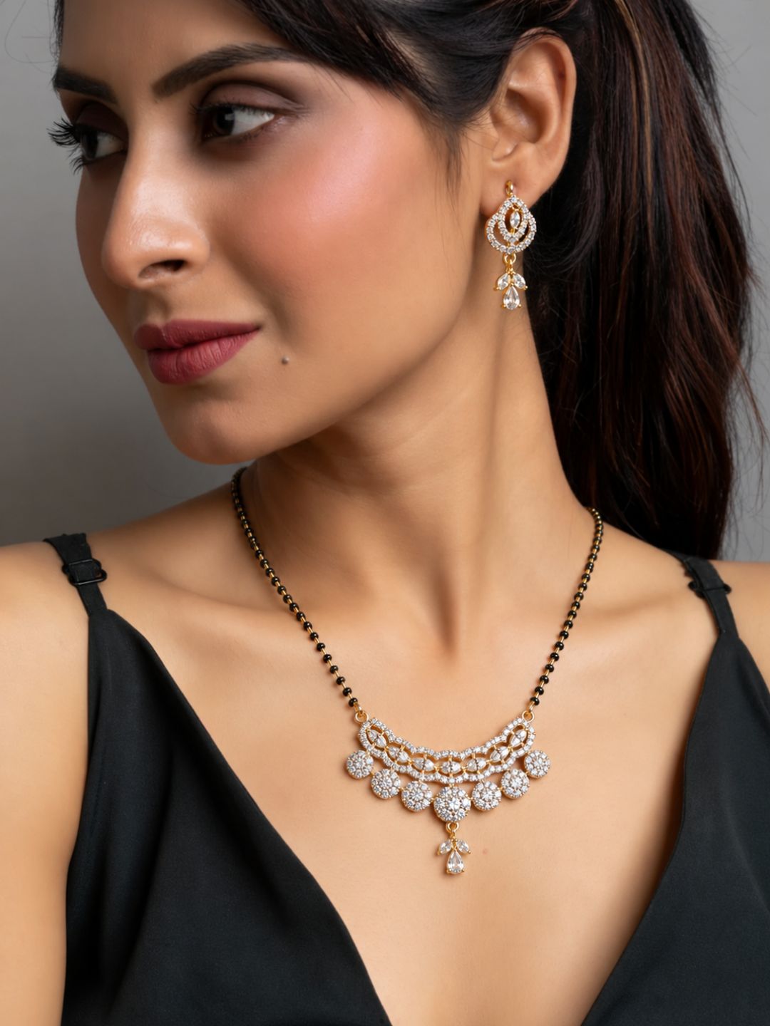 Nayra diamond Mangalsutra with earings set