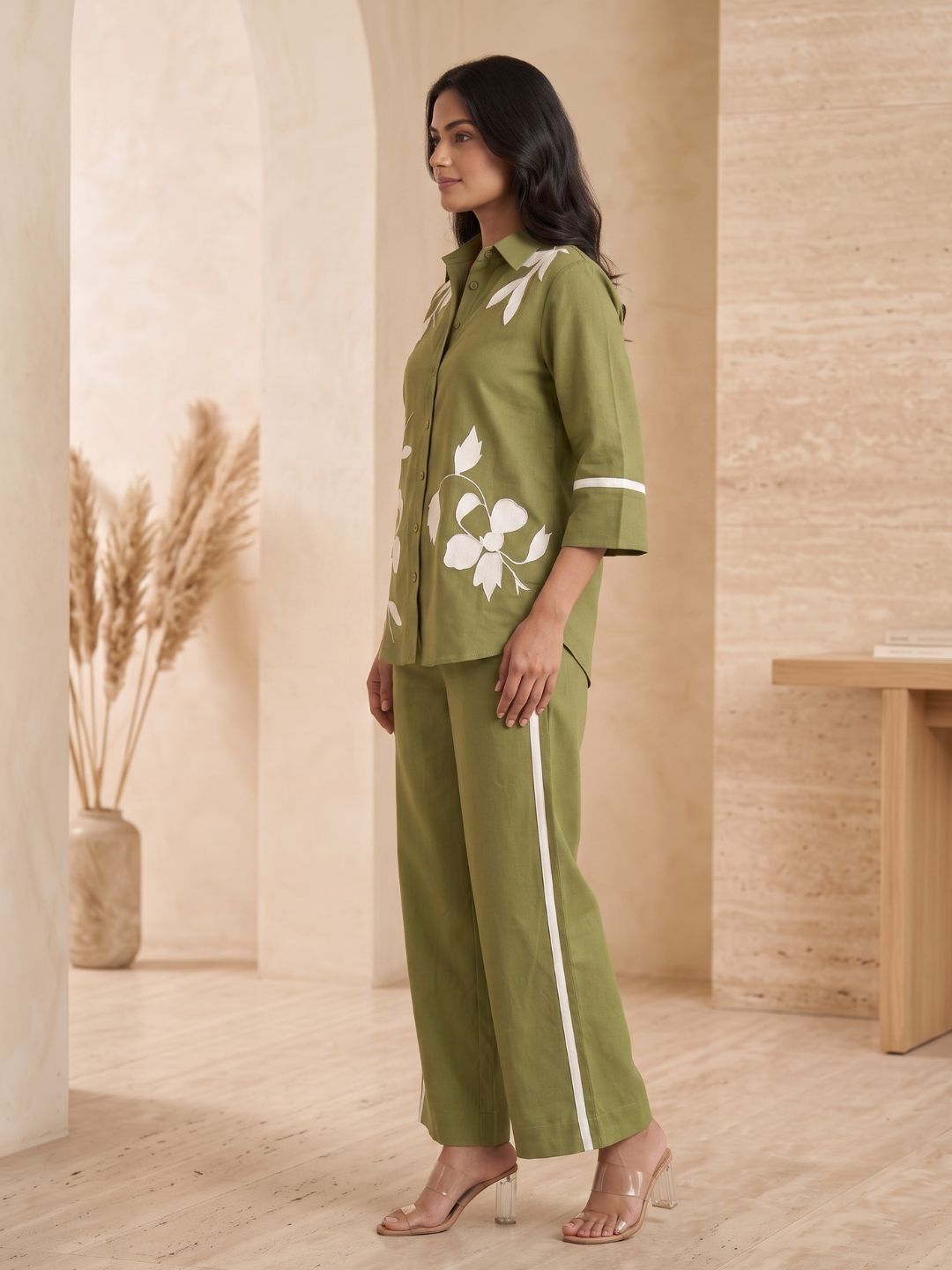 Ridhika moss  applique cotton co-ord set