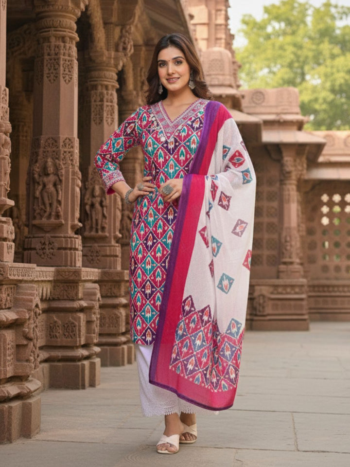 Aranya Ikat Print Premium Pure Cotton Suit Set