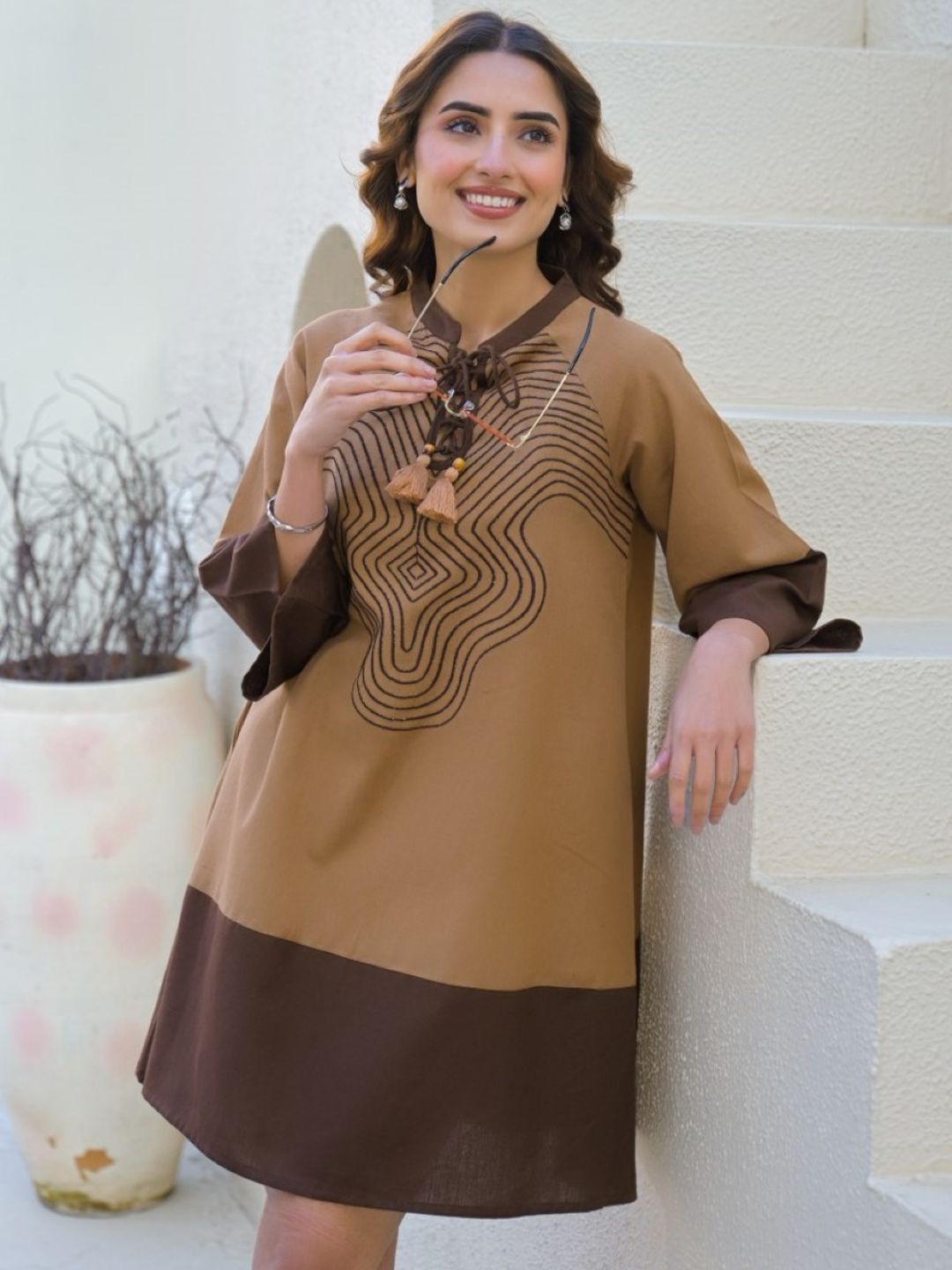 Tatva peanut cotton dress