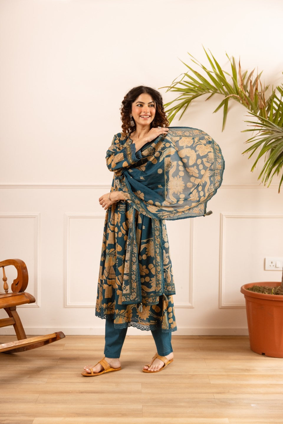 Karen sapphire cotton suit set