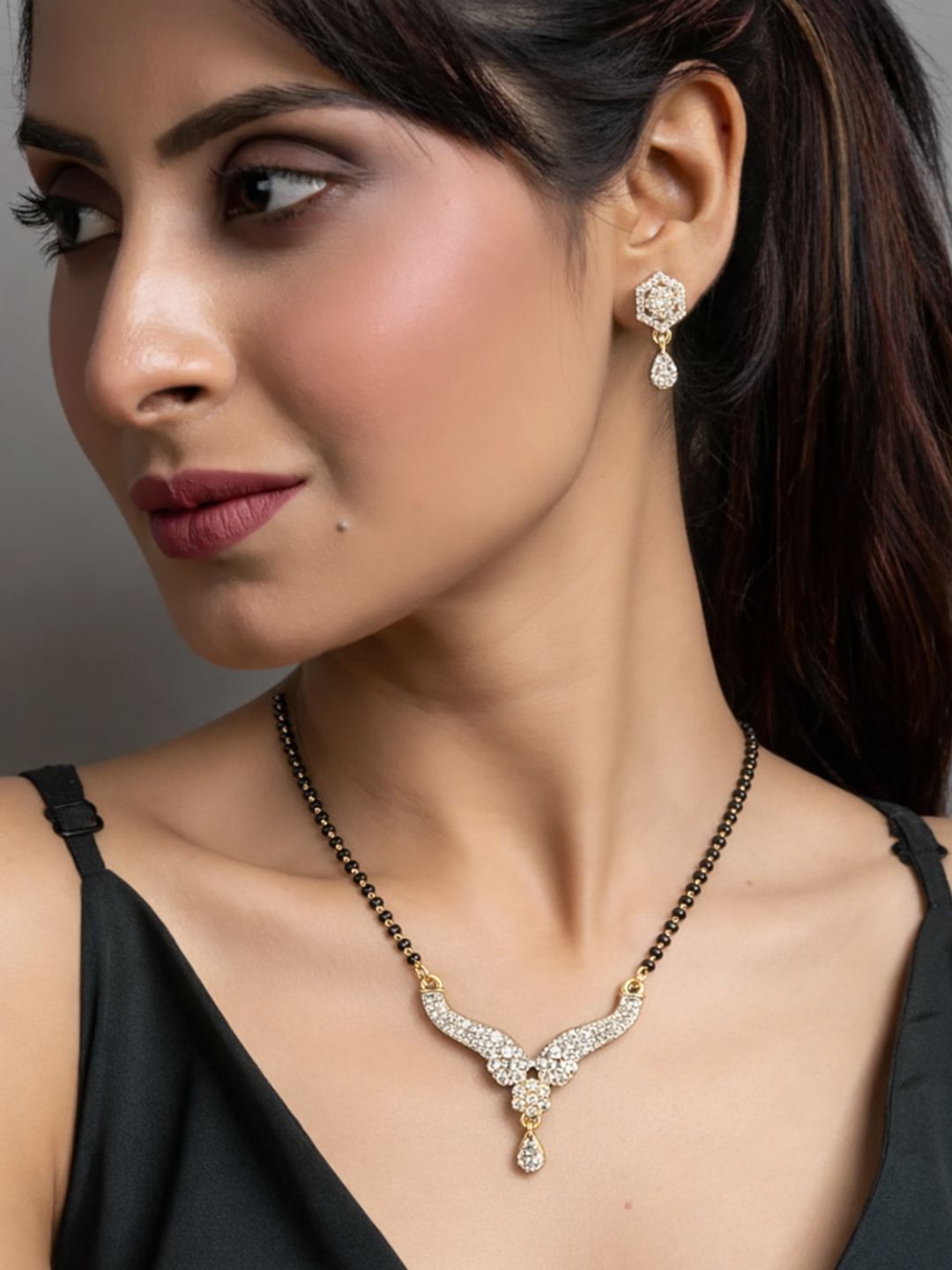 Rivaaz diamond Mangalsutra with earings set