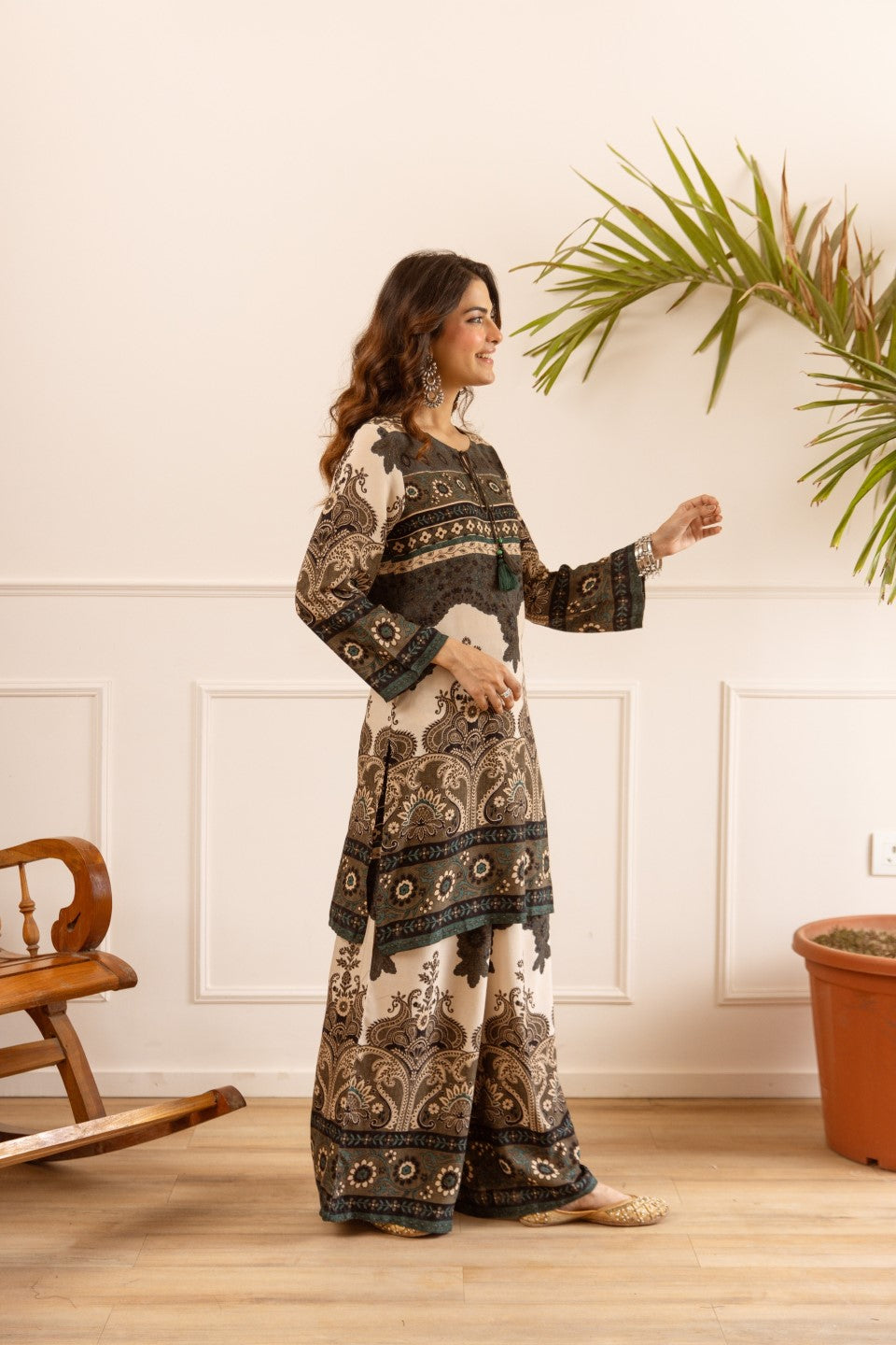 Karen vintage printed cotton kurta pant set