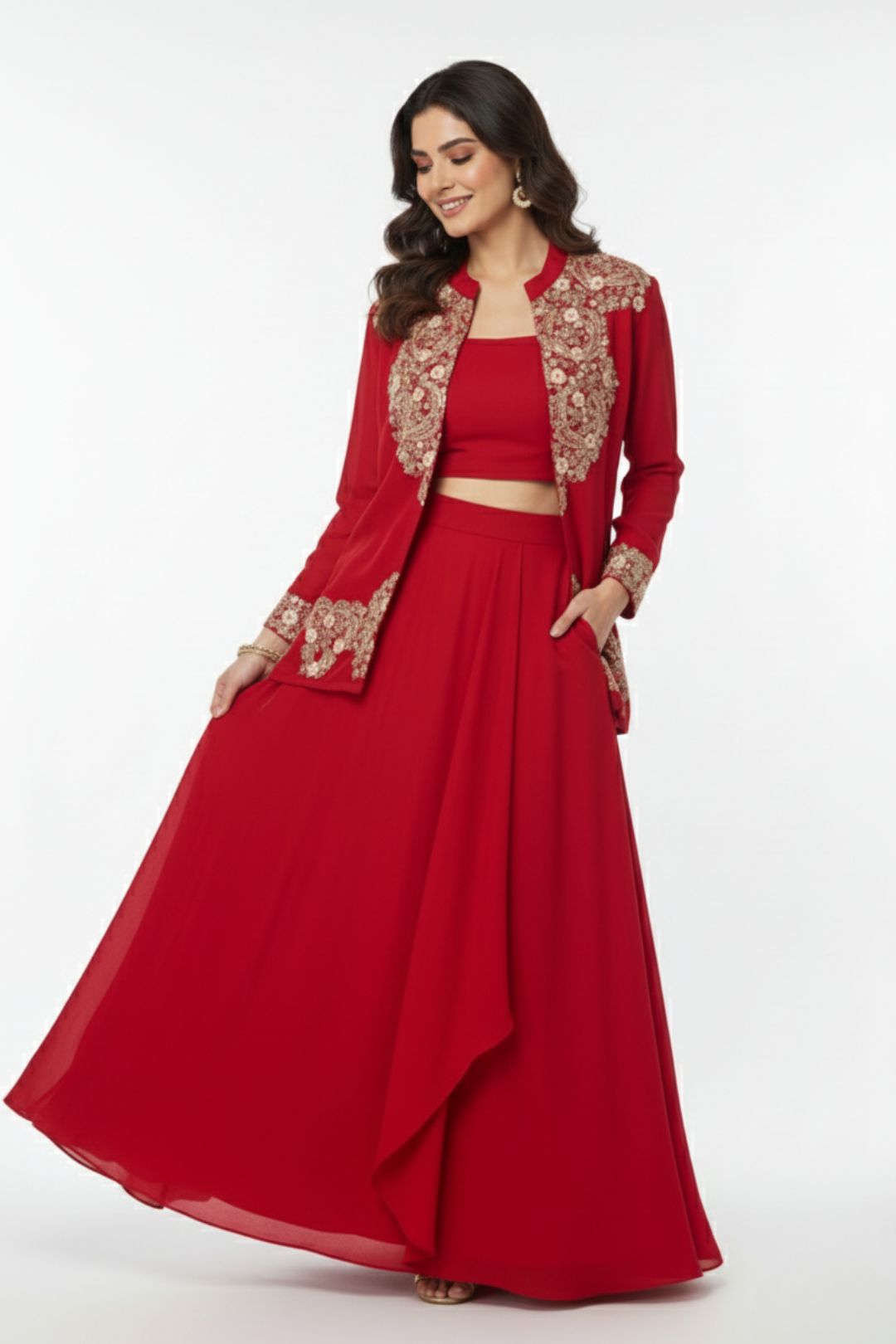 Rasā Scarlet Handwork Luxury Fusion Wear Set