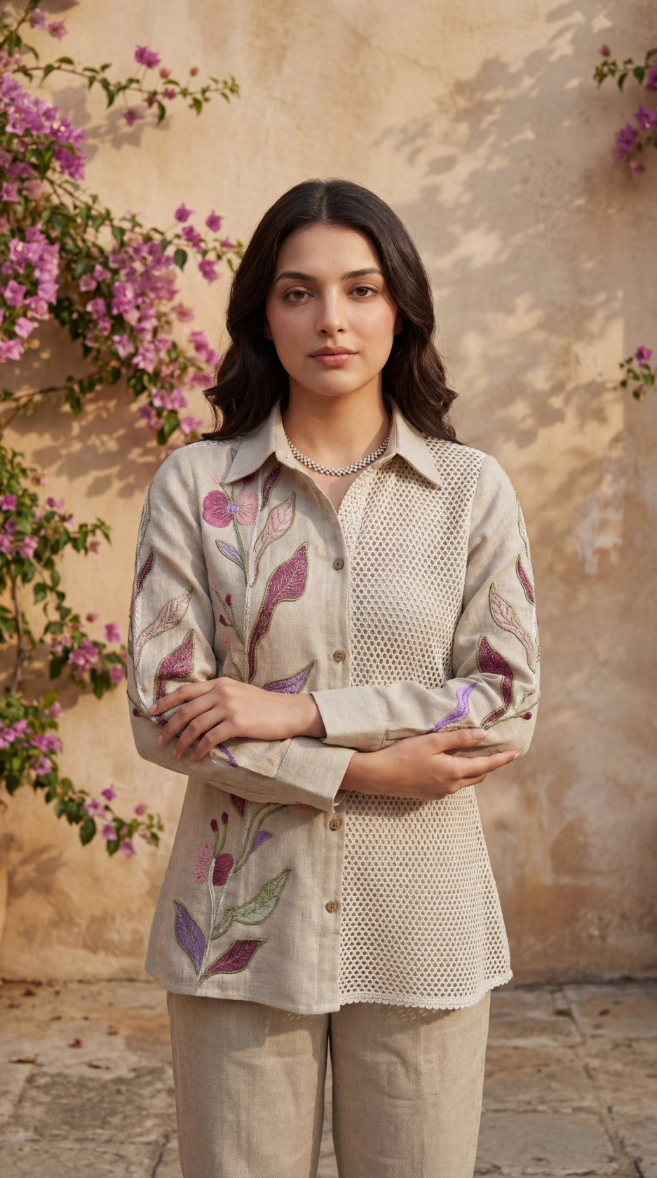 Opela salvia embroidery cotton co-ord set