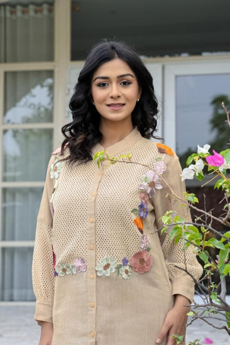 Opela Tan embroidery Co-ord Set