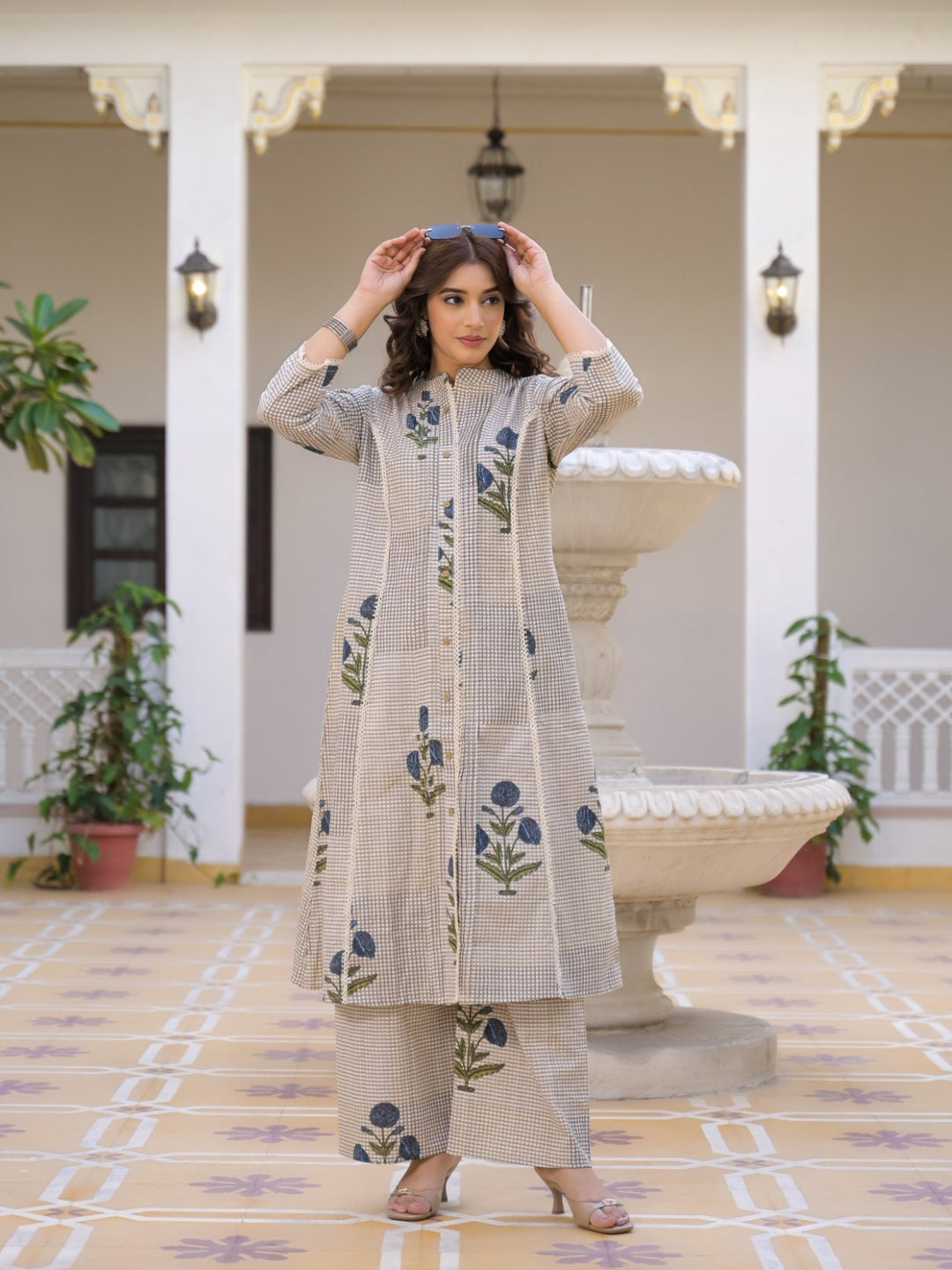 Mayri peony cotton kurta pant set