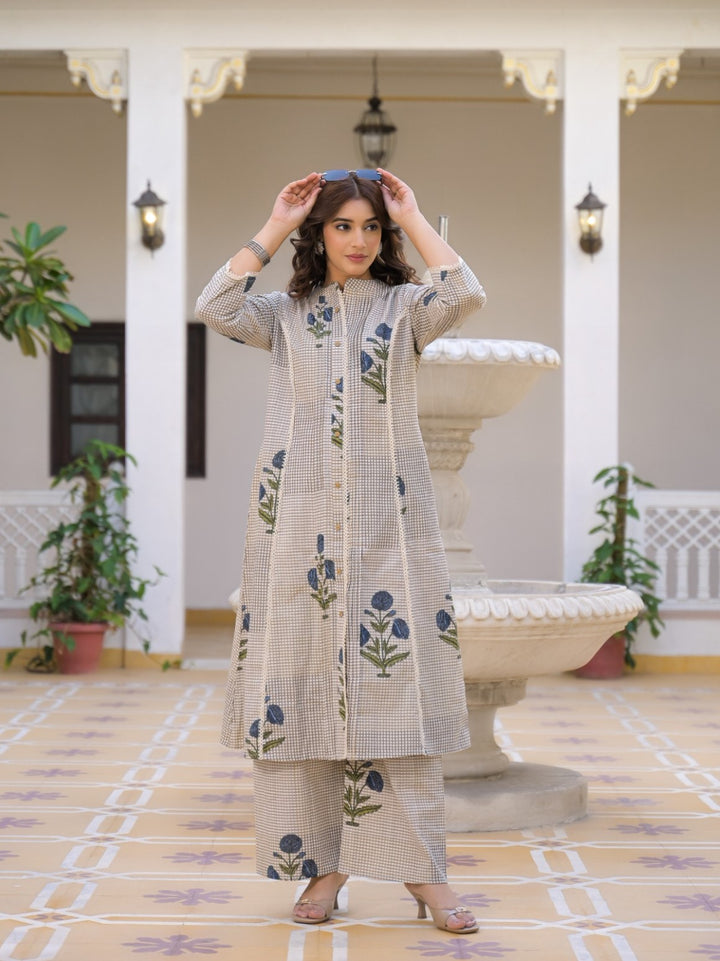 Mayri peony cotton kurta pant set