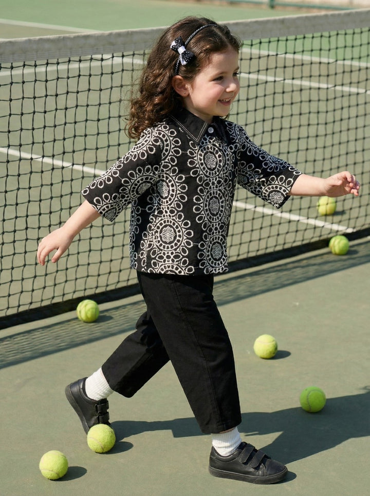 Joy Jet schiffli cotton co-ord set