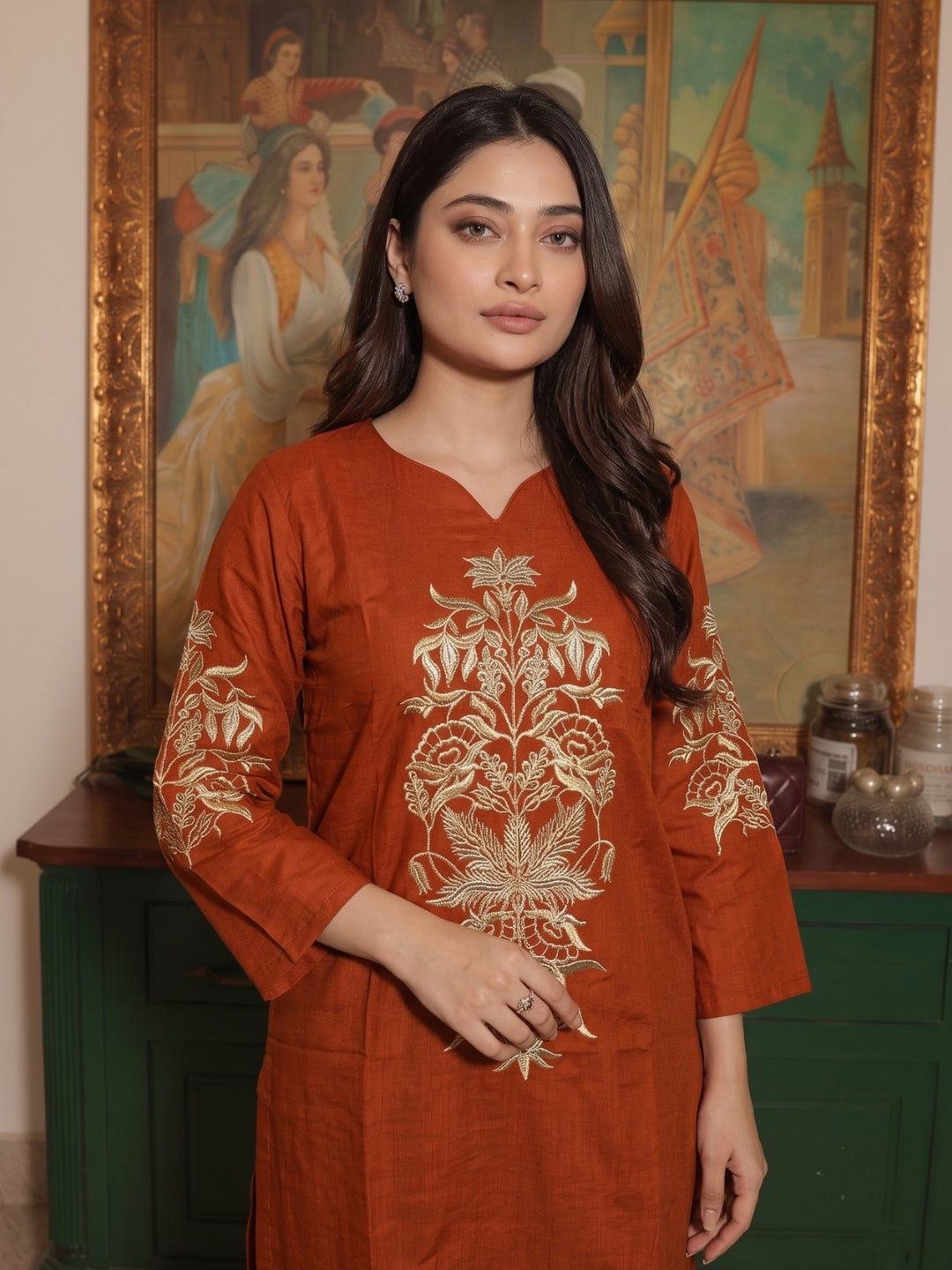 Aksa Rusty Embroidered Work Co-Ord Set