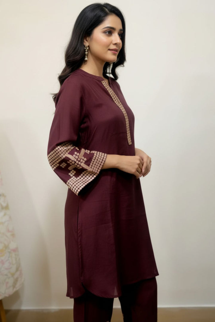 Tina Choco Embroidered Co-ord Set