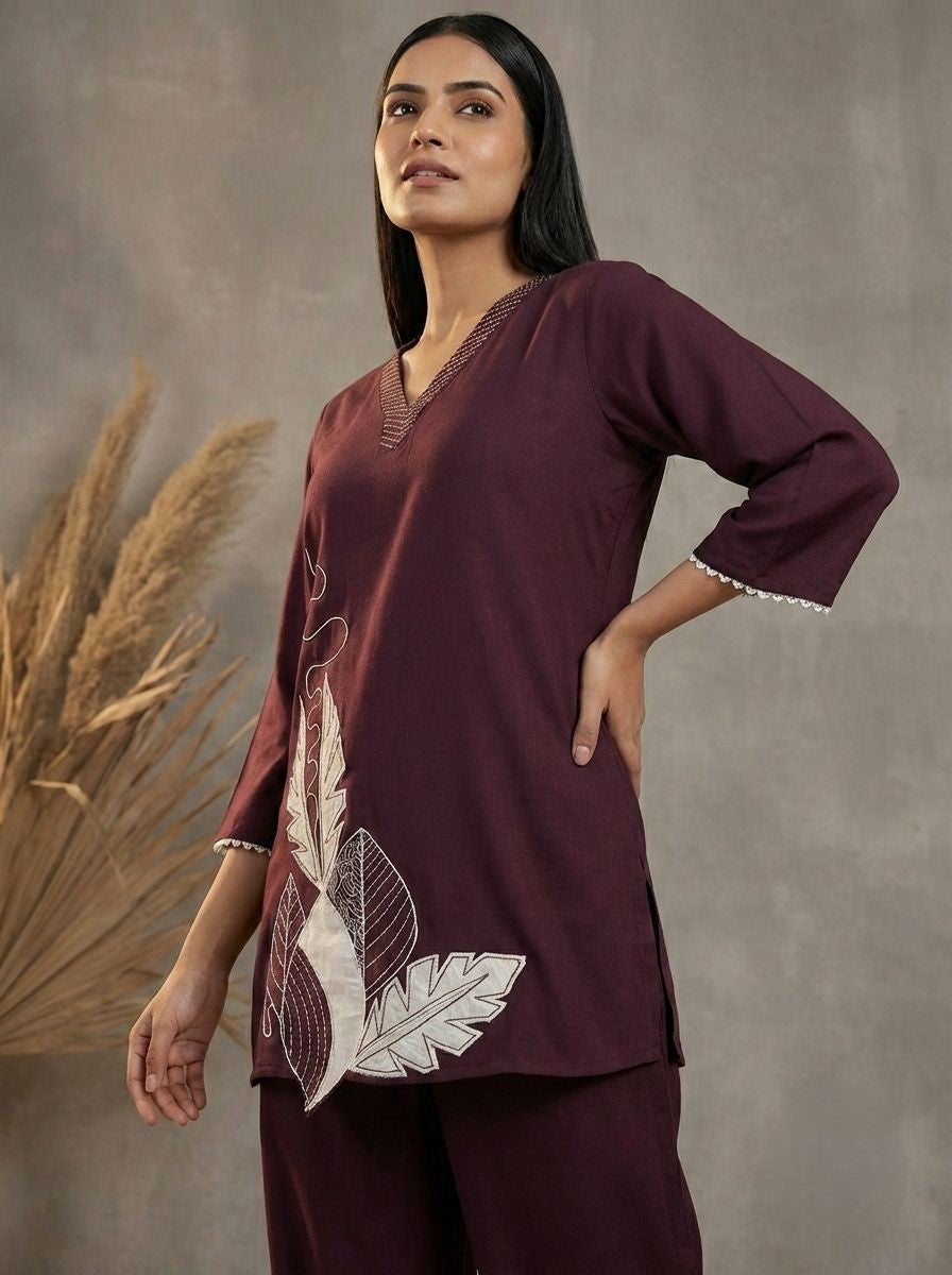 Prisha mulberry embroidery co-ord set