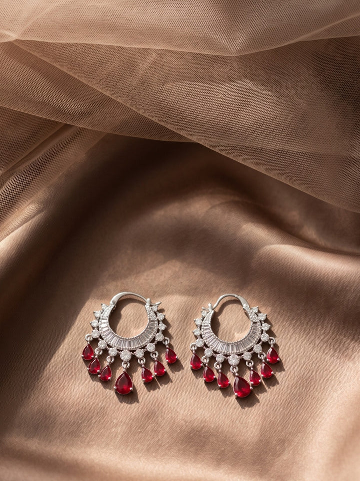 Monstera Zirconia Pink Tassel Bali earring