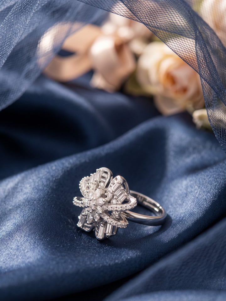 Monstera Silver Starburst Ring