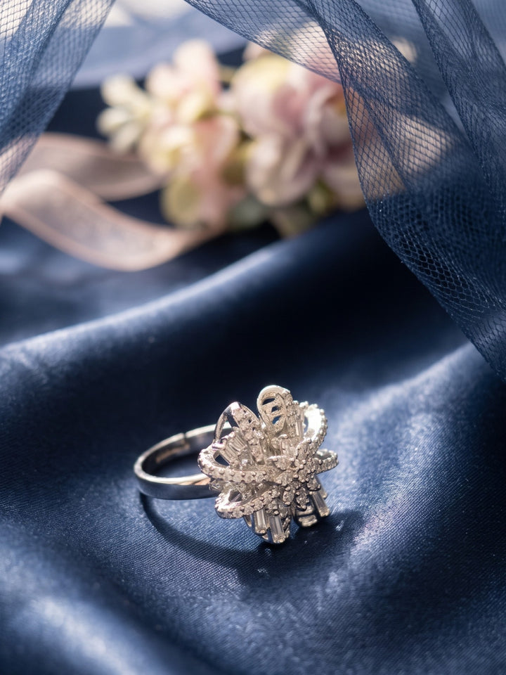 Monstera Silver Starburst Ring