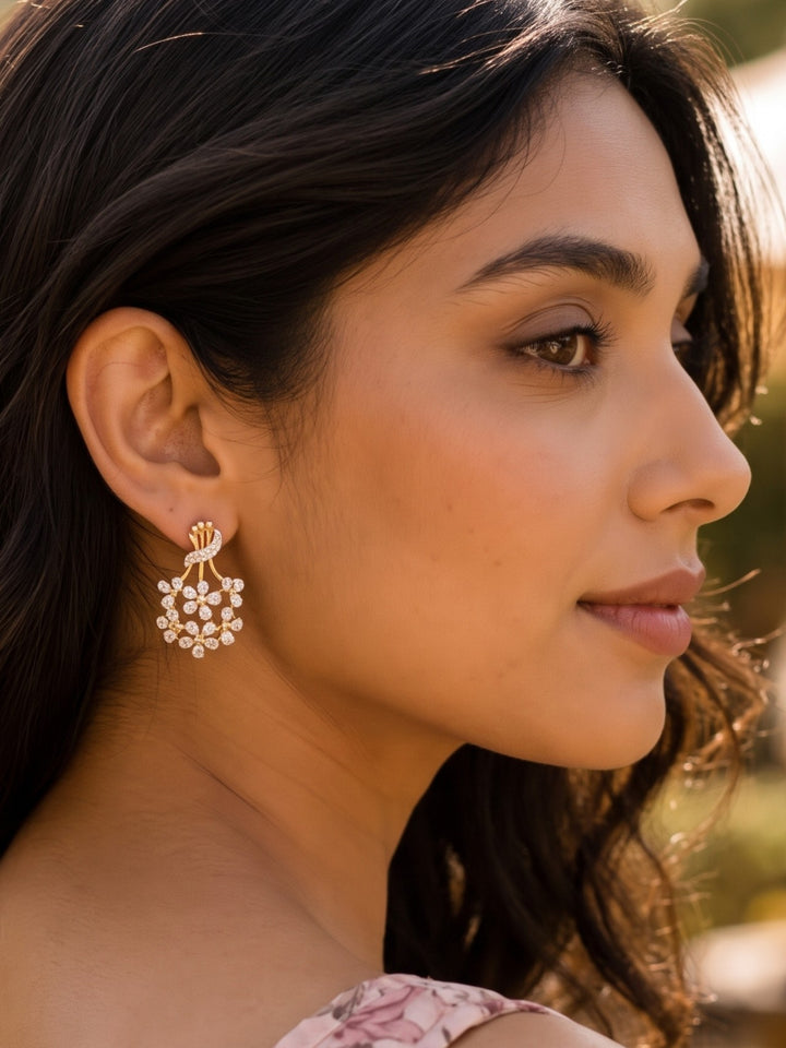 Zarika Floral Pendant Chain With Earring