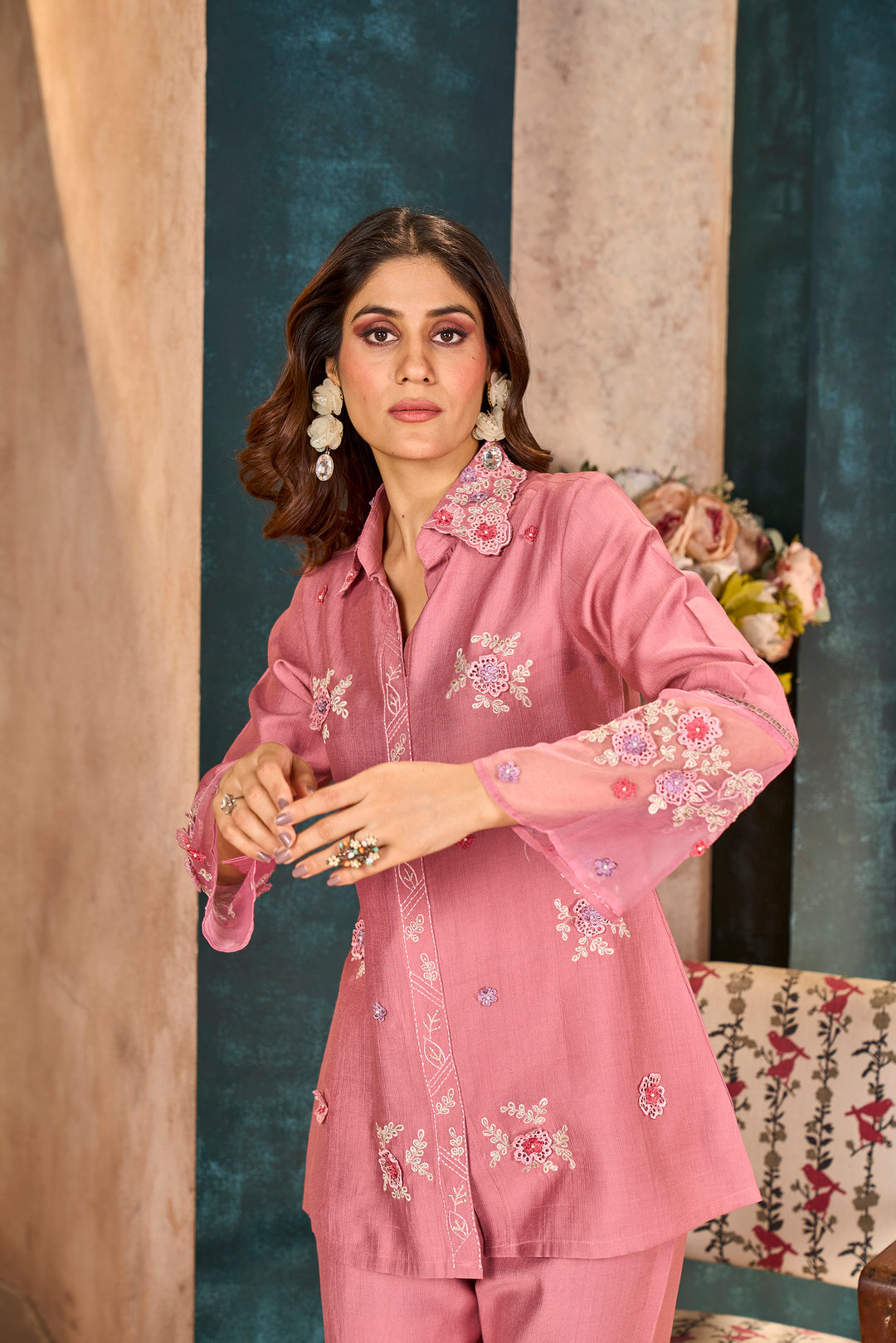 Jimmy Flamingo Embroidered Co-ord Set