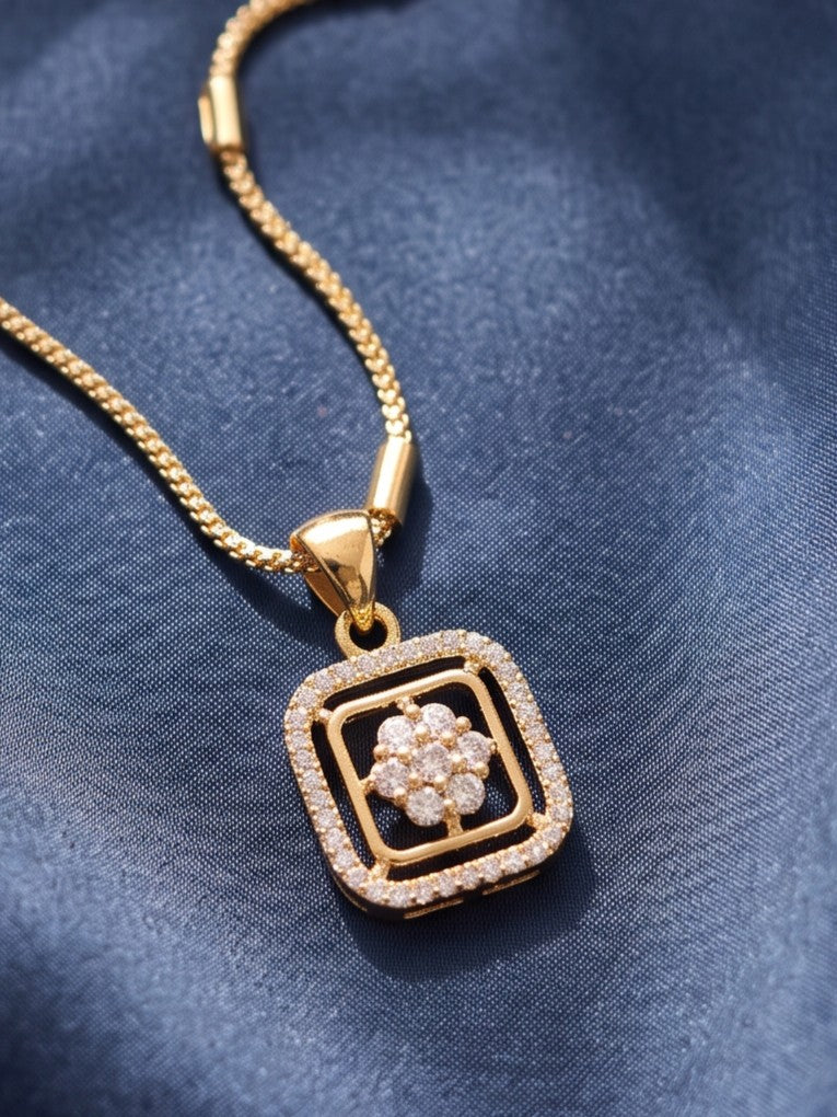 Zarika White Diamond Pendant Chain With Earring