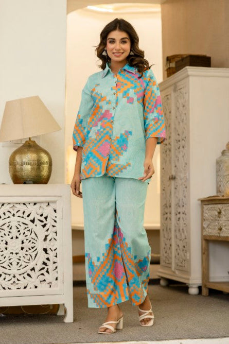 Pawan Peacock Printed Cotton Co-ord Set