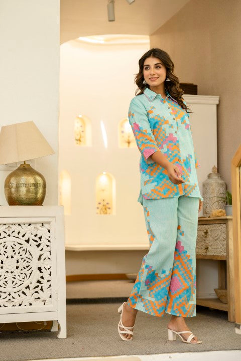 Pawan Peacock Printed Cotton Co-ord Set