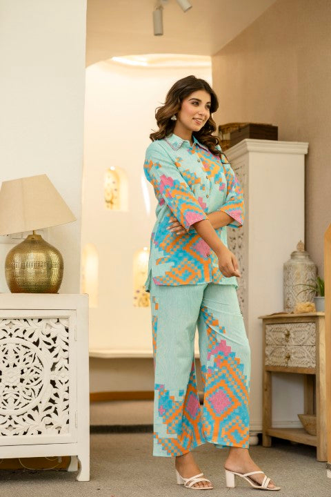 Pawan Peacock Printed Cotton Co-ord Set