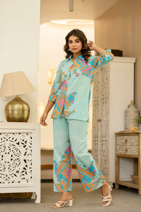 Pawan Peacock Printed Cotton Co-ord Set