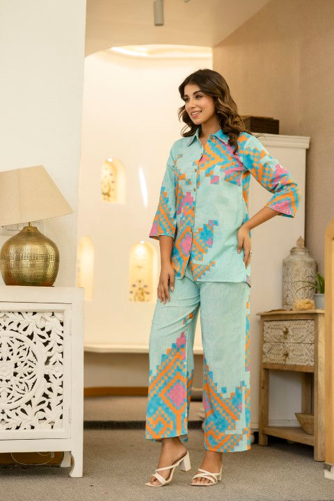 Pawan Peacock Printed Cotton Co-ord Set