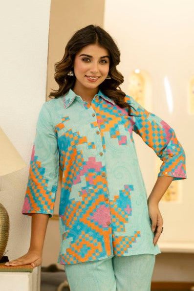 Pawan Peacock Printed Cotton Co-ord Set
