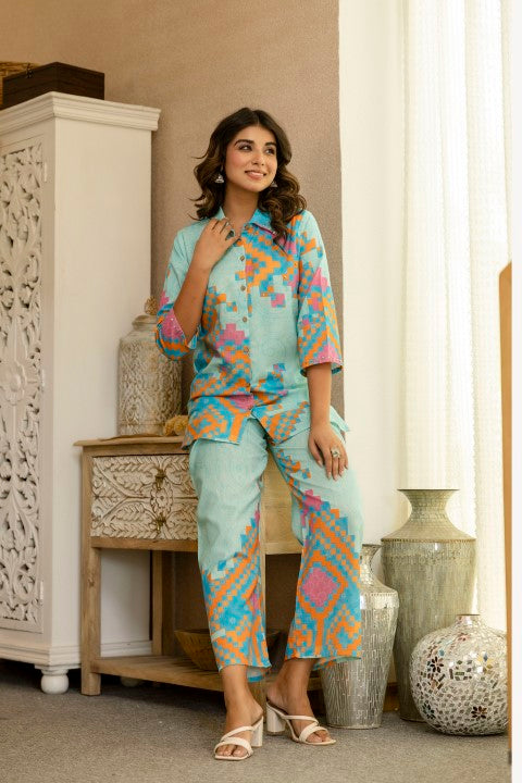 Pawan Peacock Printed Cotton Co-ord Set