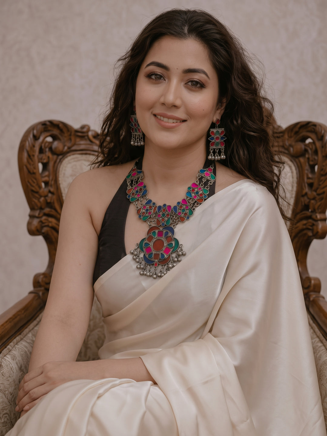Meenakshi Meenakari Oxidized Choker Neckless