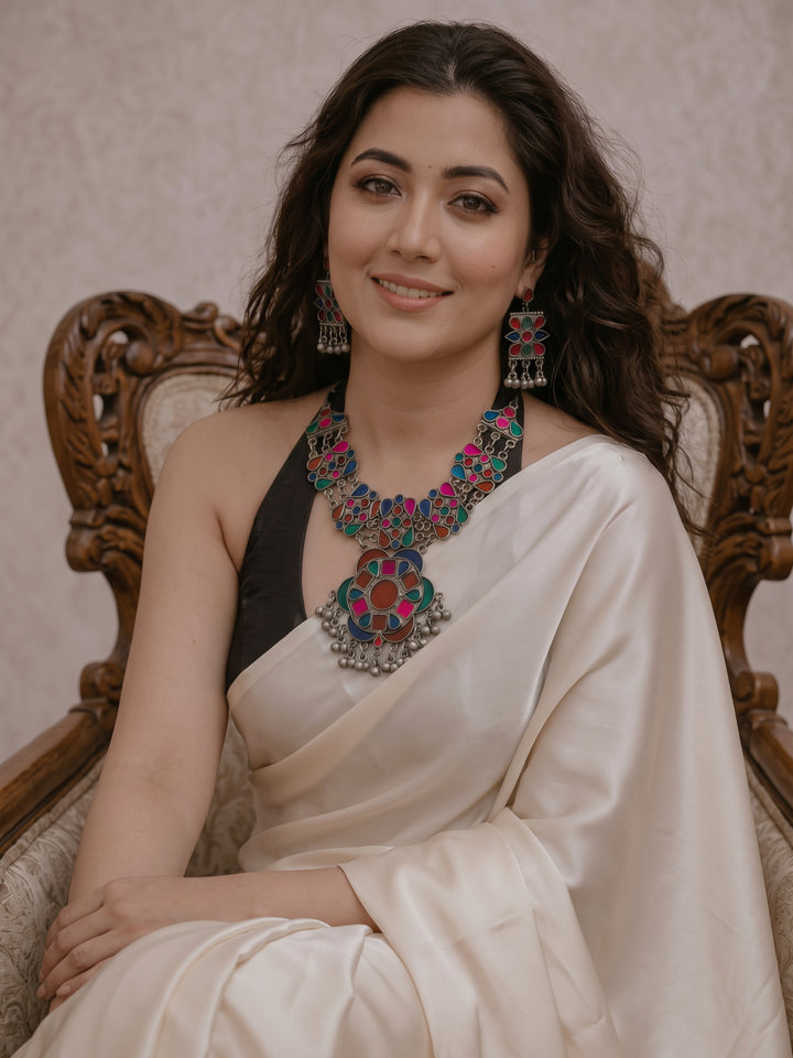 Meenakshi Meenakari Oxidized Choker Neckless