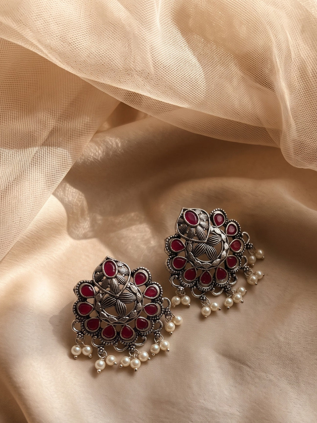Meenakshi Multicolour Meenakarie Silver Pendant Chain With Earring
