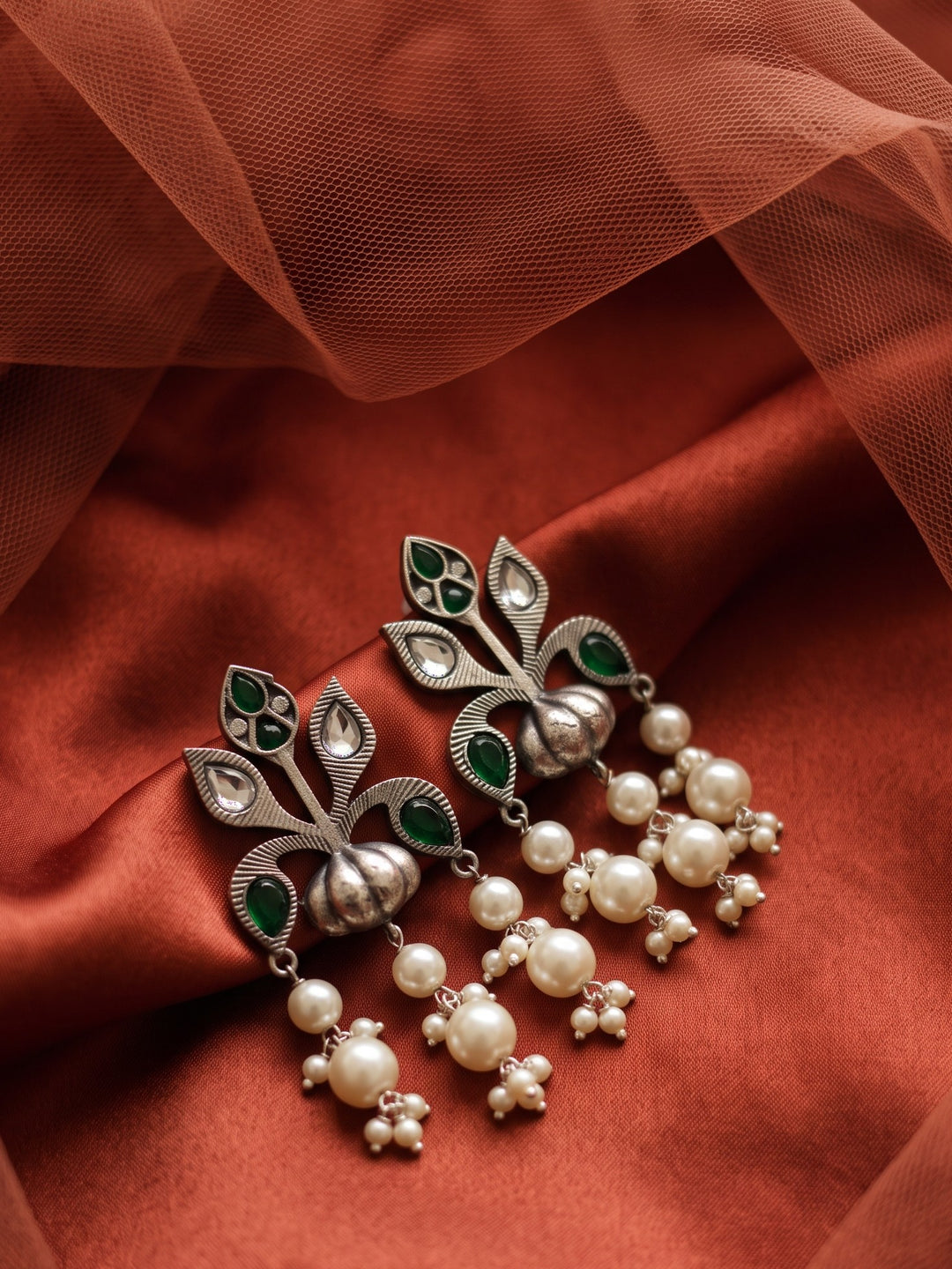 Rajwara Moti Oxidised Danglar Earring