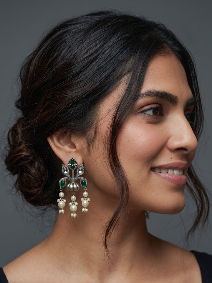 Rajwara Moti Oxidised Danglar Earring